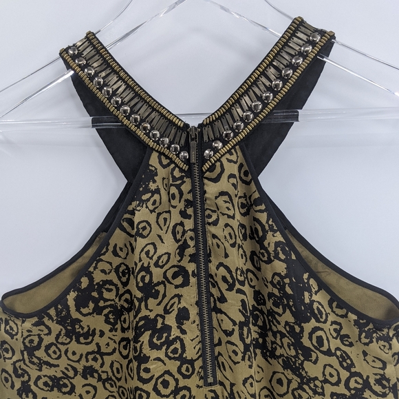 Bebe Silk Printed Beaded Open Shoulder Top Blouse - Picture 5 of 10